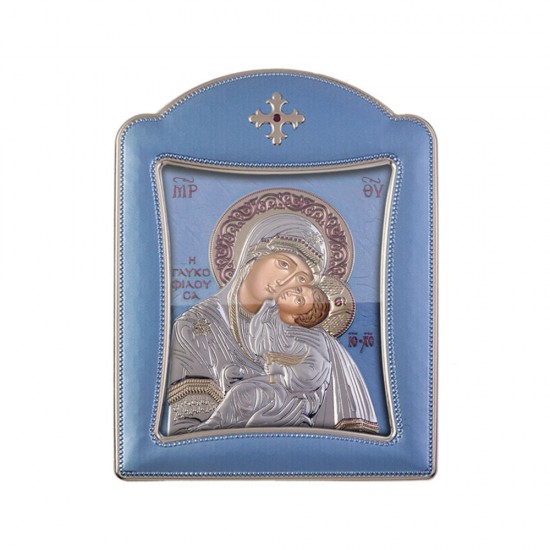 Παναγία Γλυκοφιλούσα με Μοντέρνο Κανονικό Στεφάνι και Τζάμι