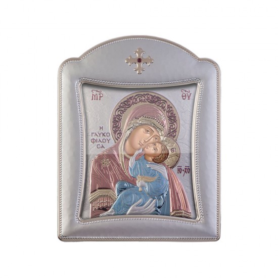 Παναγία Γλυκοφιλούσα με Μοντέρνο Κανονικό Στεφάνι και Τζάμι