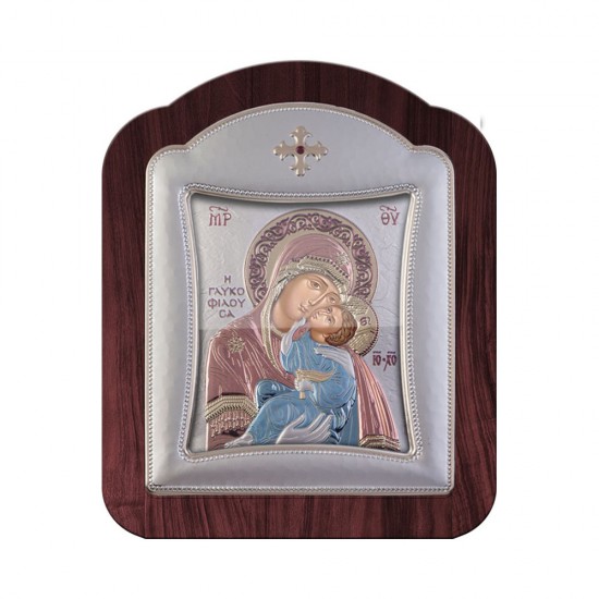 Παναγία Γλυκοφιλούσα με Μοντέρνο Κανονικό Στεφάνι και Τζάμι