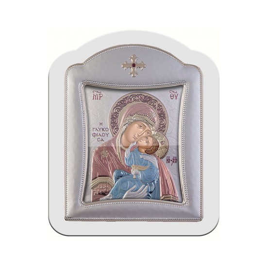 Παναγία Γλυκοφιλούσα με Μοντέρνο Κανονικό Στεφάνι και Τζάμι