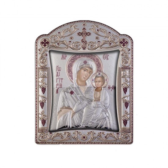 Παναγία Οδηγήτρια με Κλασικό Κανονικό Στεφάνι και Τζάμι