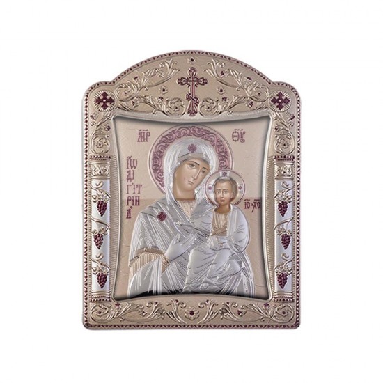 Παναγία Οδηγήτρια με Κλασικό Κανονικό Στεφάνι και Τζάμι