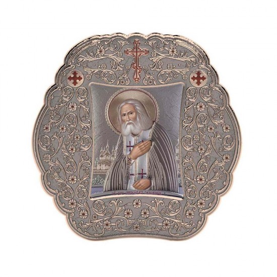 Αγιος  Σεραφείμ με Κλασικό Στρογγυλό Στεφάνι