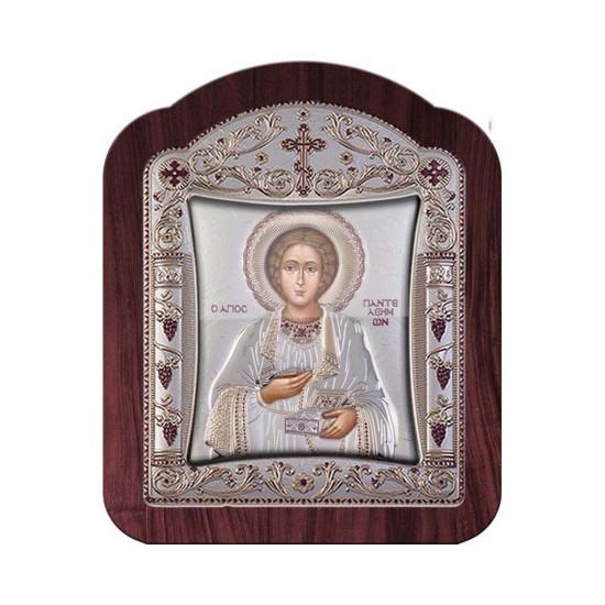 Αγιος Παντελεήμων με Κλασικό Κανονικό Στεφάνι και Τζάμι