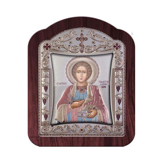 Αγιος Παντελεήμων με Κλασικό Κανονικό Στεφάνι και Τζάμι