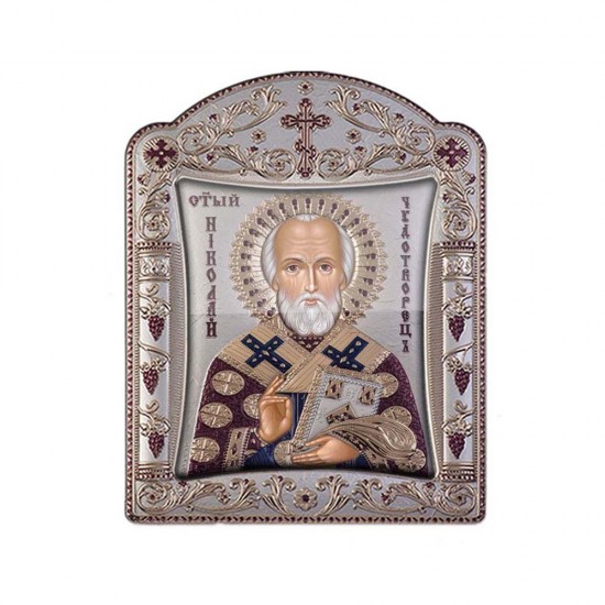 Αγιος Νικόλαος με Κλασικό Κανονικό Στεφάνι και Τζάμι