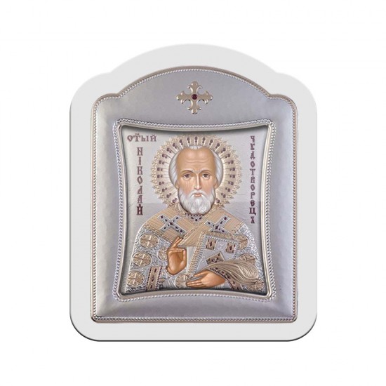 Αγιος Νικόλαος με Μοντέρνο Κανονικό Στεφάνι και Τζάμι