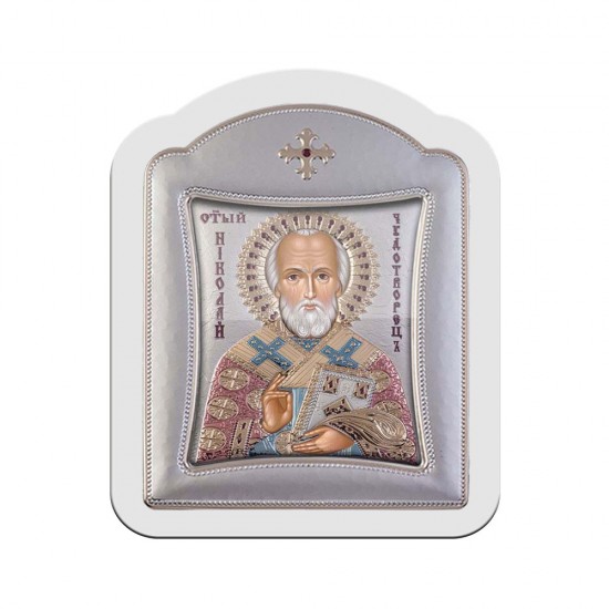 Αγιος Νικόλαος με Μοντέρνο Κανονικό Στεφάνι και Τζάμι