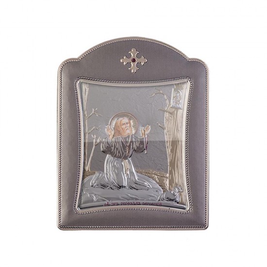 Αγιος Σεραφείμ με Μοντέρνο Κανονικό Στεφάνι και Τζάμι