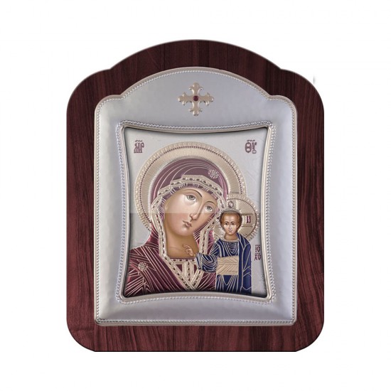 Παναγία Καζάνσκα με Μοντέρνο Κανονικό Στεφάνι και Τζάμι