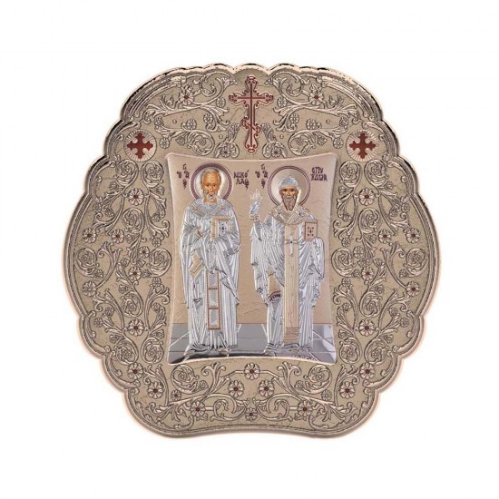 Αγιος Σπυρίδων και Άγιος Νικόλαος με Κλασικό Στρογγυλό Στεφάνι