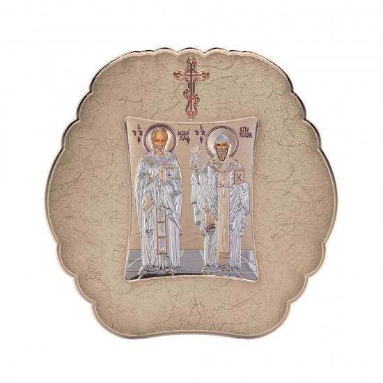 Αγιος Σπυρίδων και Άγιος Νικόλαος με Μοντέρνο Στρογγυλό Στεφάνι