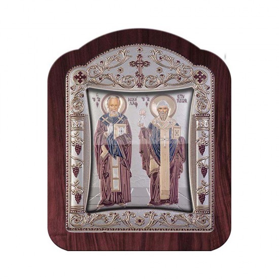 Αγιος Σπυρίδων και Άγιος Νικόλαος με Κλασικό Κανονικό Στεφάνι και Τζάμι