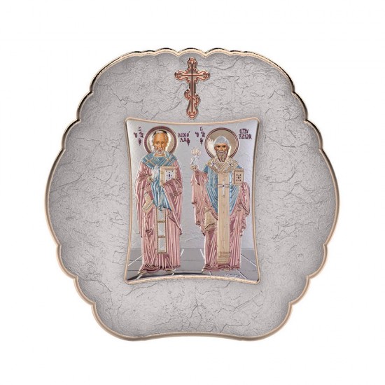 Αγιος Σπυρίδων και Άγιος Νικόλαος με Μοντέρνο Στρογγυλό Στεφάνι