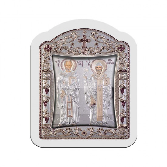 Αγιος Σπυρίδων και Άγιος Νικόλαος με Κλασικό Κανονικό Στεφάνι και Τζάμι