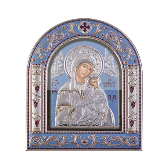 Παναγία Αμόλυντος με Κλασικό Κανονικό Στεφάνι και Τζάμι