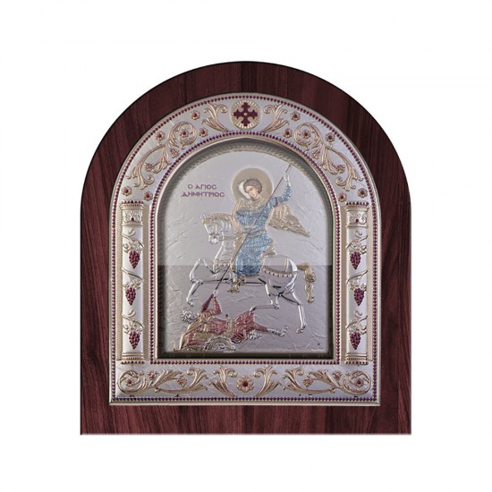 Αγιος Δημήτριος με Κλασικό Κανονικό Στεφάνι και Τζάμι