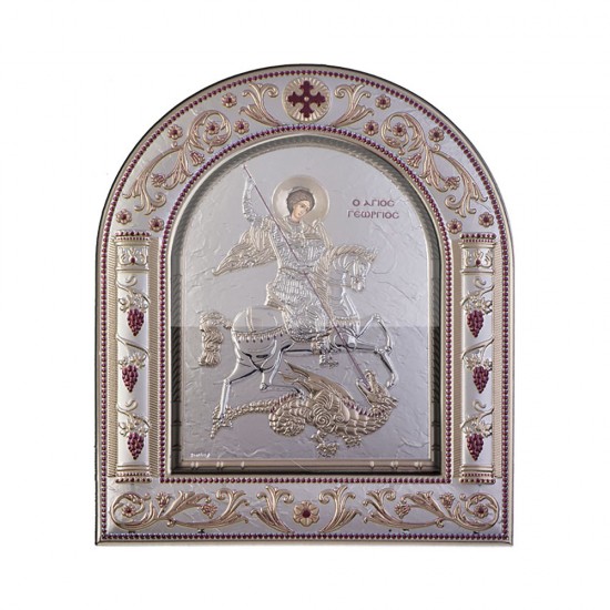 Αγιος Γεώργιος με Κλασικό Κανονικό Στεφάνι και Τζάμι