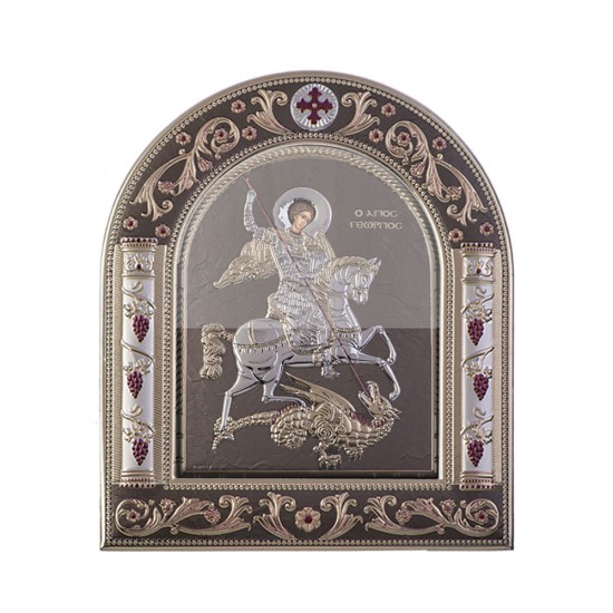 Αγιος Γεώργιος με Κλασικό Κανονικό Στεφάνι και Τζάμι