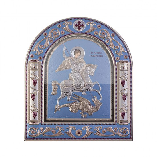 Αγιος Γεώργιος με Κλασικό Κανονικό Στεφάνι και Τζάμι