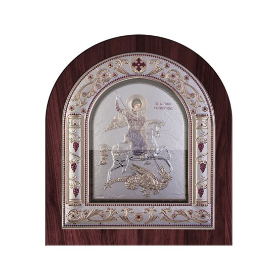 Αγιος Γεώργιος με Κλασικό Κανονικό Στεφάνι και Τζάμι