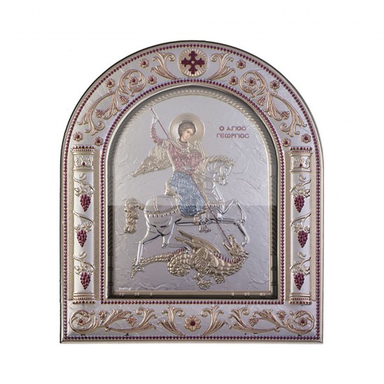 Αγιος Γεώργιος με Κλασικό Κανονικό Στεφάνι και Τζάμι