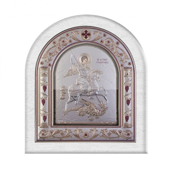 Αγιος Γεώργιος με Κλασικό Κανονικό Στεφάνι και Τζάμι