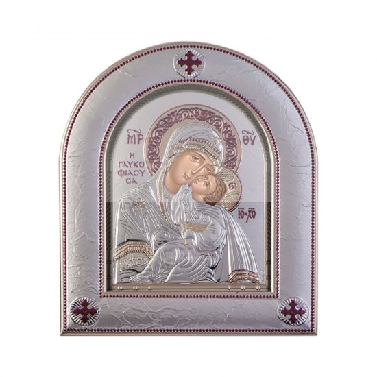 Παναγία Γλυκοφιλούσα με Μοντέρνο Κανονικό Στεφάνι και Τζάμι