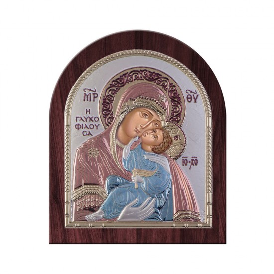 Παναγία Γλυκοφιλούσα με Κλασικό Κανονικό Στεφάνι και Τζάμι