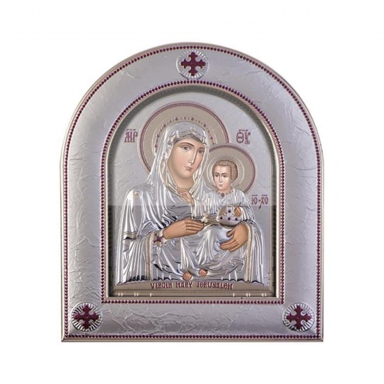 Παναγία Ιεροσολυμίτισσα με Μοντέρνο Κανονικό Στεφάνι και Τζάμι