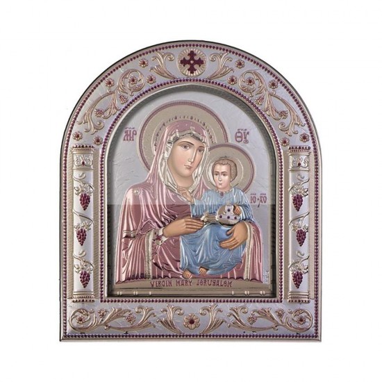 Παναγία Ιεροσολυμίτισσα με Κλασικό Κανονικό Στεφάνι και Τζάμι