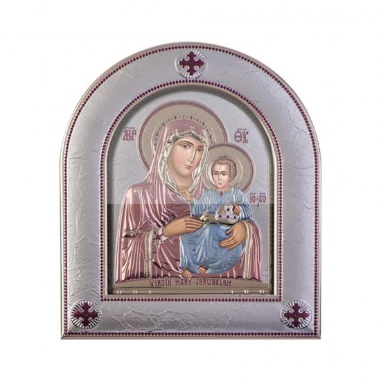 Παναγία Ιεροσολυμίτισσα με Μοντέρνο Κανονικό Στεφάνι και Τζάμι