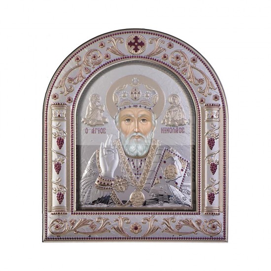 Αγιος Νικόλαος με Κλασικό Κανονικό Στεφάνι και Τζάμι