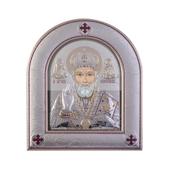 Αγιος Νικόλαος με Μοντέρνο Κανονικό Στεφάνι και Τζάμι