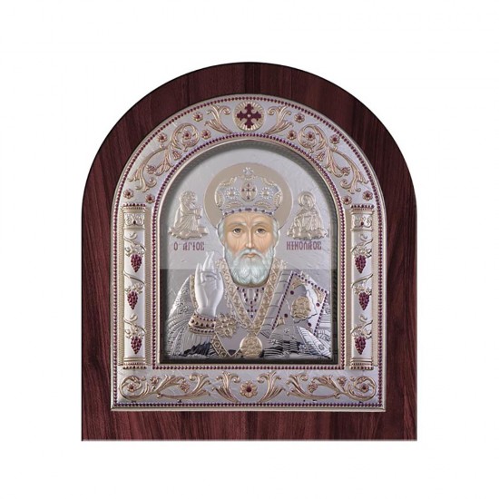 Αγιος Νικόλαος με Κλασικό Κανονικό Στεφάνι και Τζάμι