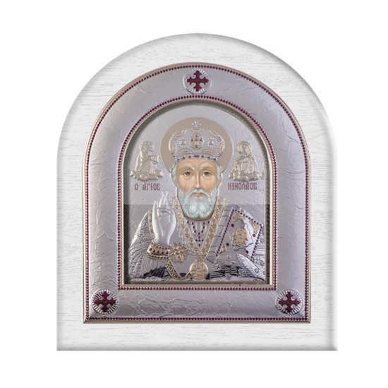 Αγιος Νικόλαος με Μοντέρνο Κανονικό Στεφάνι και Τζάμι