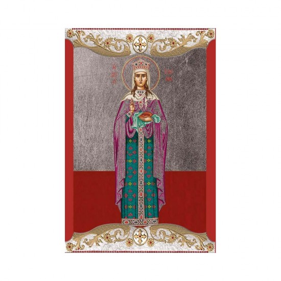 Αγια Ελένη Κανονική Μεταξοτυπία με Vingage Στεφάνι