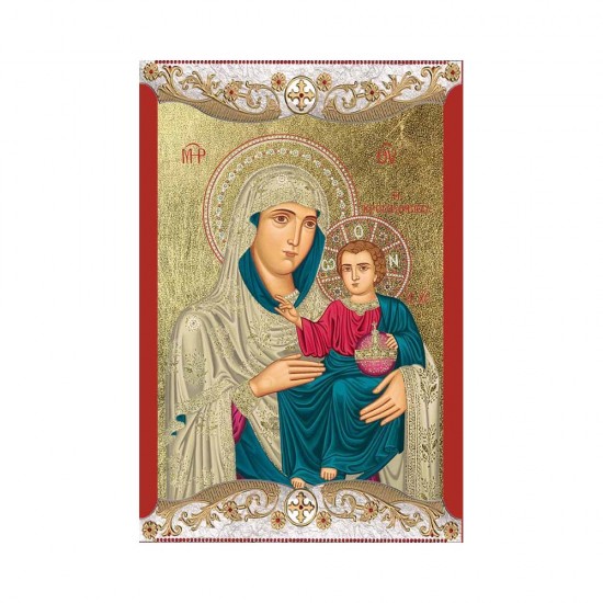 Παναγία Ιεροσολυμίτισσα Κανονική Μεταξοτυπία με Vingage Στεφάνι