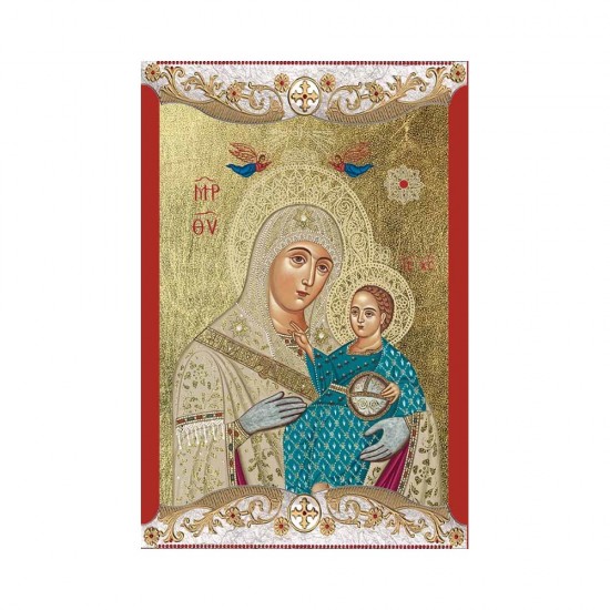 Παναγία Βηθλεέμ Κανονική Μεταξοτυπία με Vingage Στεφάνι