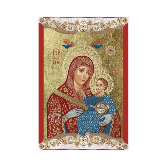 Παναγία Βηθλεέμ Κανονική Μεταξοτυπία με Vingage Στεφάνι