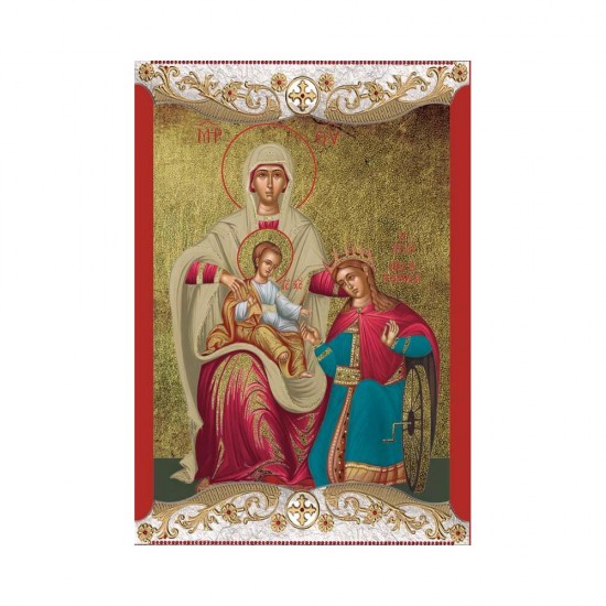 Αγία Αικατερίνη Μεταξοτυπία με Παλαίωση με Vingage Στεφάνι