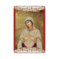 Παναγία Επτάσπαθη Μεταξοτυπία με Παλαίωση με Vingage Στεφάνι