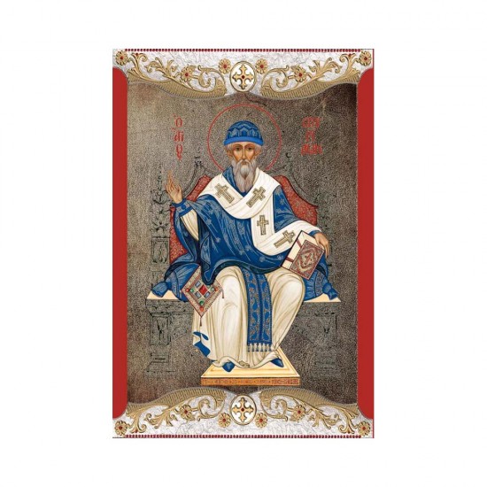 Αγιος Σπυρίδων Μεταξοτυπία με Παλαίωση με Vingage Στεφάνι