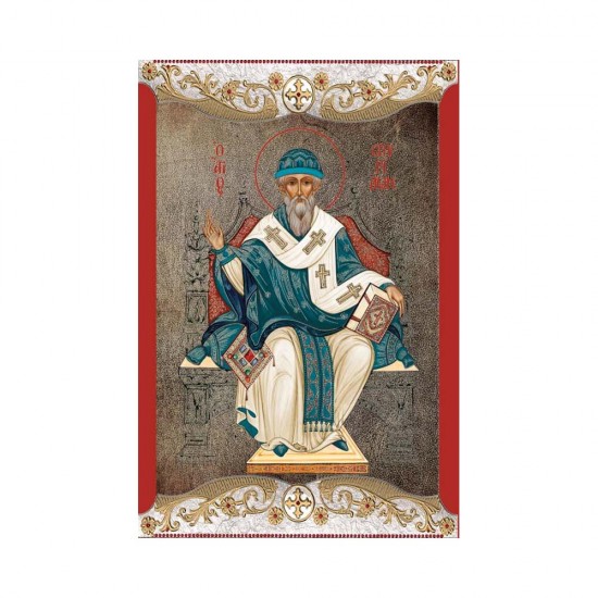 Αγιος Σπυρίδων Μεταξοτυπία με Παλαίωση με Vingage Στεφάνι