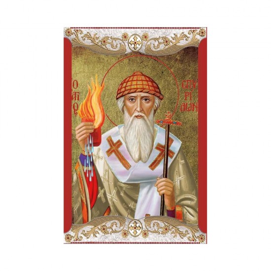 Αγιος Σπυρίδων Μεταξοτυπία με Παλαίωση με Vingage Στεφάνι