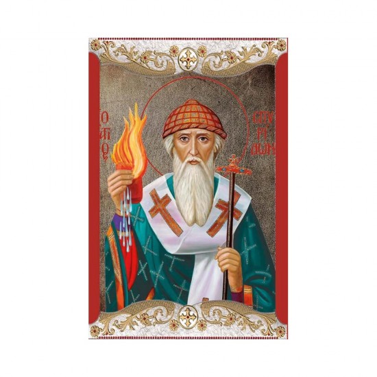 Αγιος Σπυρίδων Μεταξοτυπία με Παλαίωση με Vingage Στεφάνι