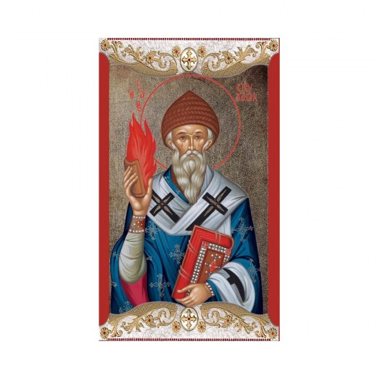 Αγιος Σπυρίδων Μεταξοτυπία με Παλαίωση με Vingage Στεφάνι