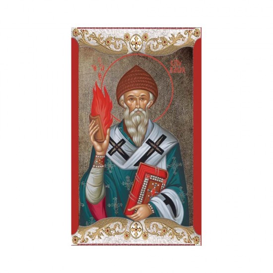 Αγιος Σπυρίδων Μεταξοτυπία με Παλαίωση με Vingage Στεφάνι