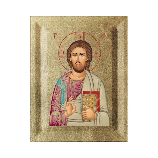 Χριστός Κανονική Μεταξοτυπία σε Ένσκαπτο Ξύλο
