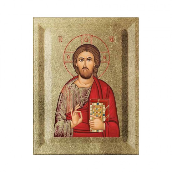 Χριστός Κανονική Μεταξοτυπία σε Ένσκαπτο Ξύλο